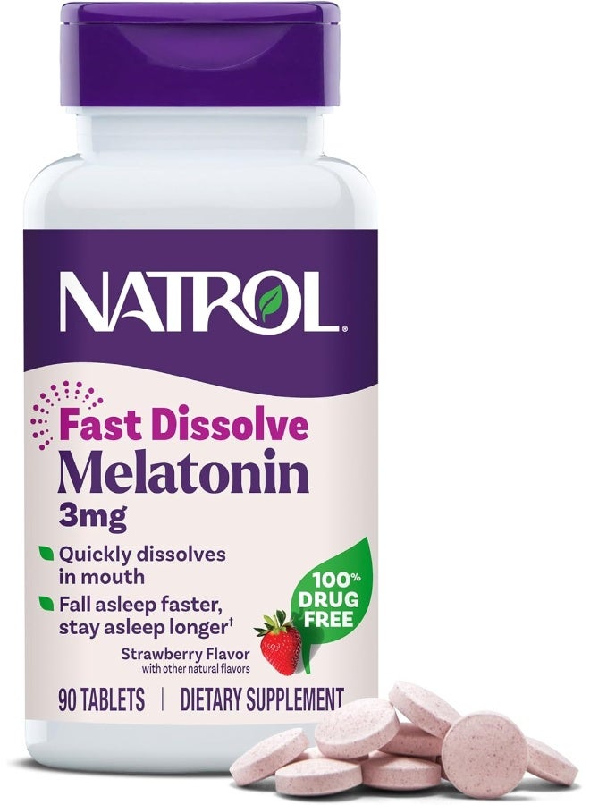 Natrol Sleep Melatonin, Fast Dissolve 3 mg, 90 Tablets Packaging May Vary - Image 2
